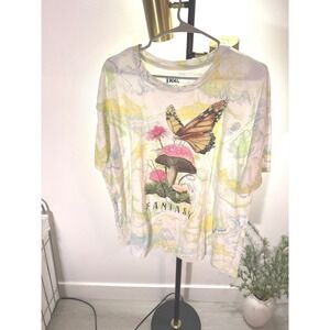 Doe 2xl tee fantasy butterfly boxy fit tie dye pastel whimsigoth plus size top